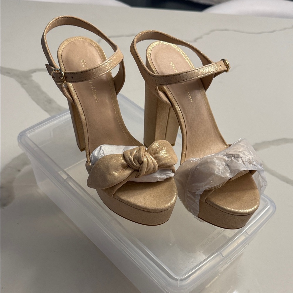 Stuart Weitzman Metallic Gold Heels